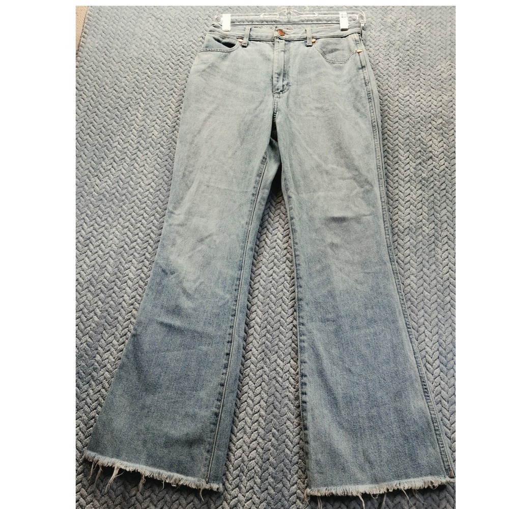 Wrangler Wrock High Rise Kick Flare Jeans Light Wash Raw Hem W26 L28 112315336